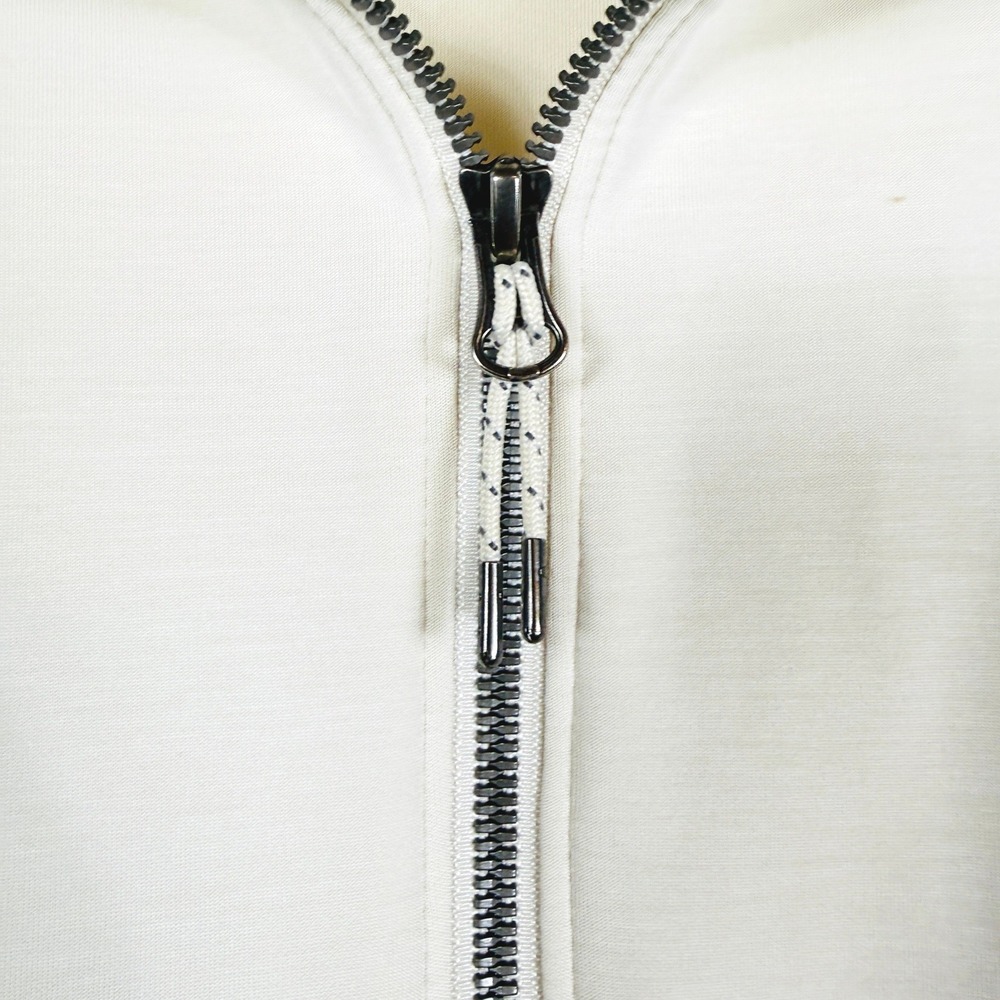 Women Cream Mock Neck Quarter Zip Pullover Size L Modal Neutral Layering Pockets - Picture 5 of 9